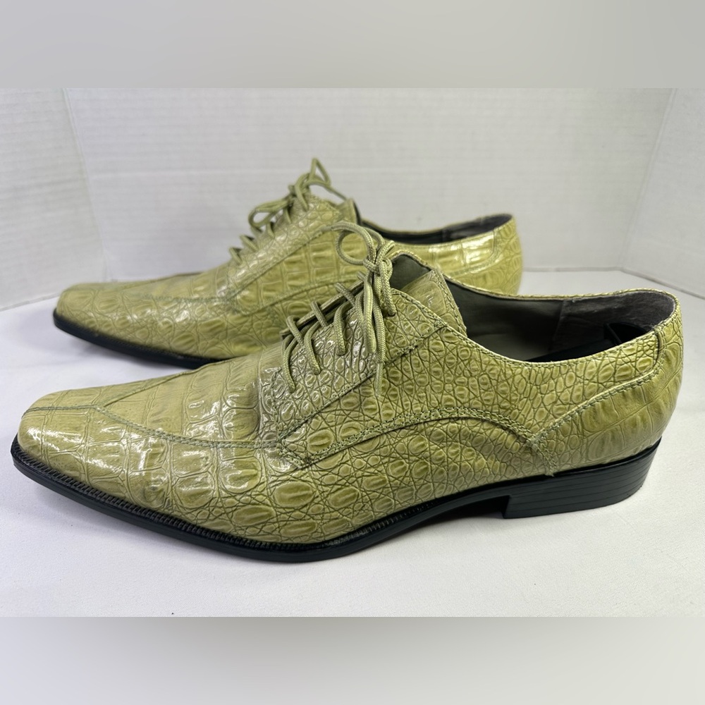 Hugo Vitelli Green Crocodile Pattern Dress Shoes Size 12